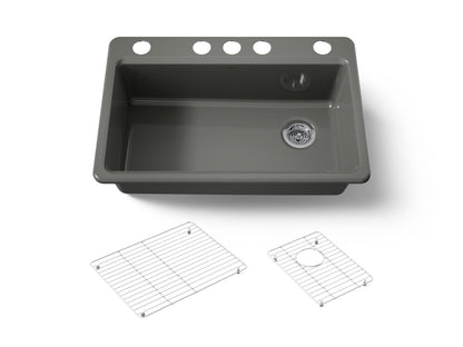 KOHLER K-5871-5UA1-58 Riverby 33" undermount single-bowl kitchen sink - Thunder Grey