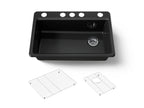 KOHLER K-5871-5UA1-7 Riverby 33" Undermount Single-Bowl Kitchen Sink - Black Black