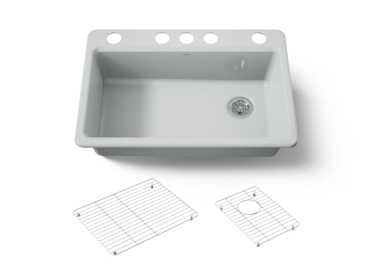 KOHLER K-5871-5UA1-95 Riverby 33" Undermount Single-Bowl Kitchen Sink - Ice Grey