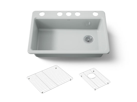 KOHLER K-5871-5UA1-95 Riverby 33" undermount single-bowl kitchen sink - Ice Grey
