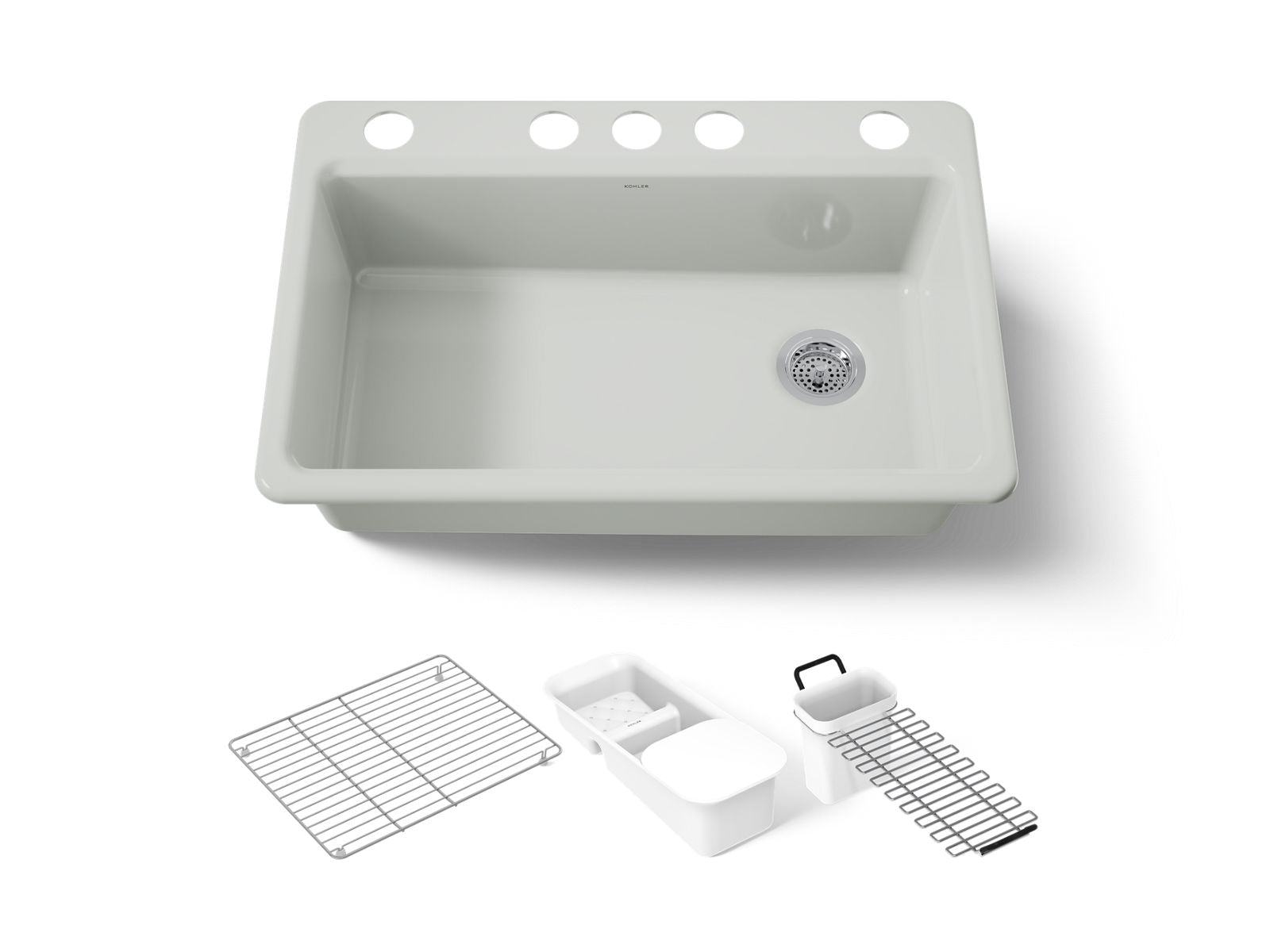 KOHLER K-5871-5UA1-FF Riverby 33" Undermount Single-Bowl Kitchen Sink - Sea Salt