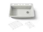 KOHLER K-5871-5UA1-NY Riverby 33" Undermount Single-Bowl Kitchen Sink - Dune