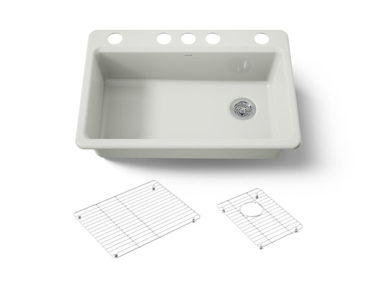 KOHLER K-5871-5UA1-NY Riverby 33" undermount single-bowl kitchen sink - Dune