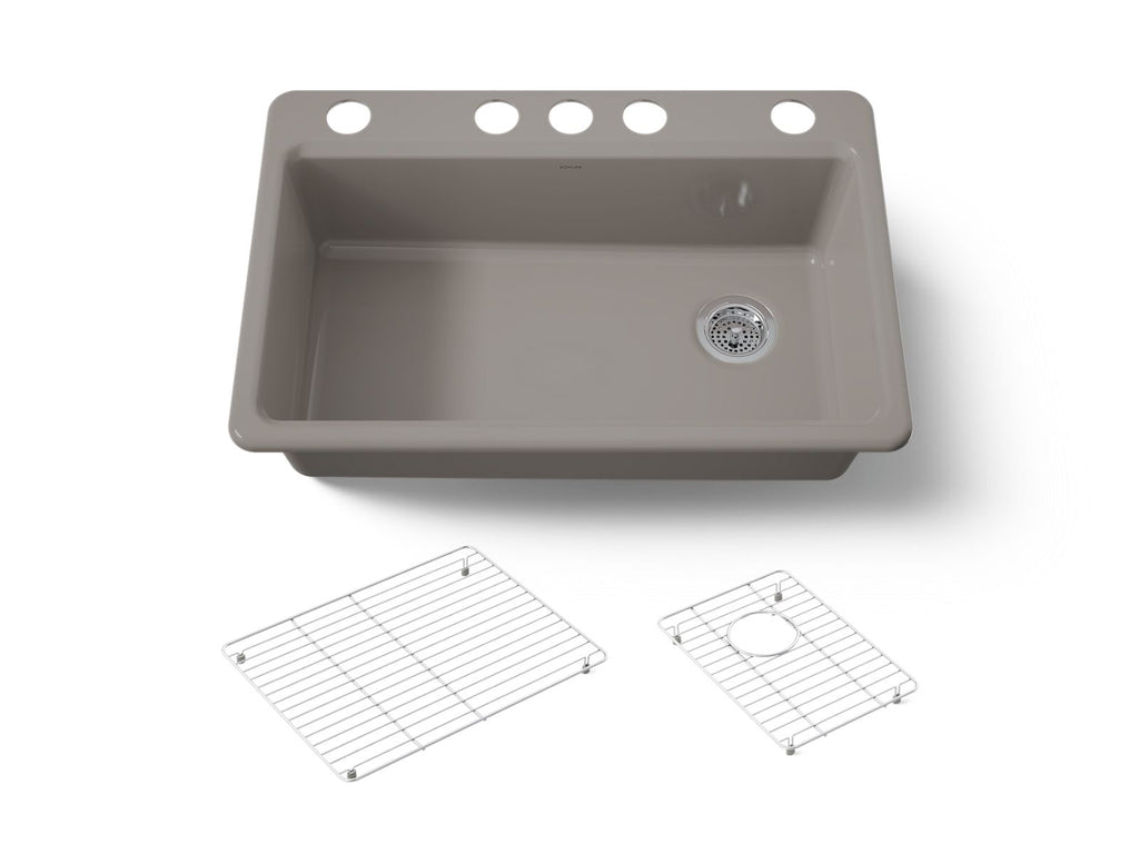 KOHLER K-5871-5UA1-TRF Riverby 33" Undermount Single-Bowl Kitchen Sink - Truffle