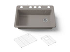 KOHLER K-5871-5UA1-TRF Riverby 33" Undermount Single-Bowl Kitchen Sink - Truffle