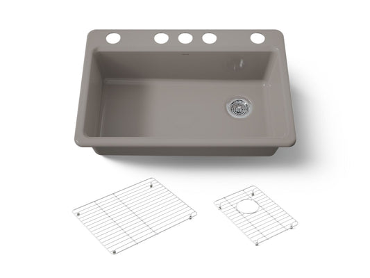 KOHLER K-5871-5UA1-TRF Riverby 33" undermount single-bowl kitchen sink - Truffle