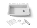 KOHLER K-5871-5UA3-0 Riverby 33" Undermount Single-Bowl Workstation Kitchen Sink - White