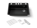 KOHLER K-5871-5UA3-7 Riverby 33" Undermount Single-Bowl Workstation Kitchen Sink - Black Black