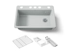KOHLER K-5871-5UA3-95 Riverby 33" Undermount Single-Bowl Workstation Kitchen Sink - Ice Grey