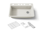 KOHLER K-5871-5UA3-96 Riverby 33" Undermount Single-Bowl Workstation Kitchen Sink - Biscuit