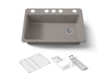 KOHLER K-5871-5UA3-TRF Riverby 33" Undermount Single-Bowl Workstation Kitchen Sink - Truffle