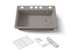 KOHLER K-5871-5UA3-TRF Riverby 33" Undermount Single-Bowl Workstation Kitchen Sink - Truffle
