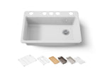 KOHLER K-5871-5UPC-0 Riverby 33" Undermount Single-Bowl Workstation Kitchen Sink - White