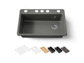 KOHLER K-5871-5UPC-58 Riverby 33" Undermount Single-Bowl Workstation Kitchen Sink - Thunder Grey
