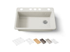 KOHLER K-5871-5UPC-96 Riverby 33" Undermount Single-Bowl Workstation Kitchen Sink - Biscuit