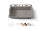 KOHLER K-5871-5UPC-TRF Riverby 33" Undermount Single-Bowl Workstation Kitchen Sink - Truffle