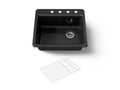 KOHLER K-5872-4A1-7 Riverby 25" Top-Mount Single-Bowl Kitchen Sink - Black Black
