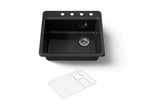KOHLER K-5872-4A1-7 Riverby 25" Top-Mount Single-Bowl Kitchen Sink - Black Black