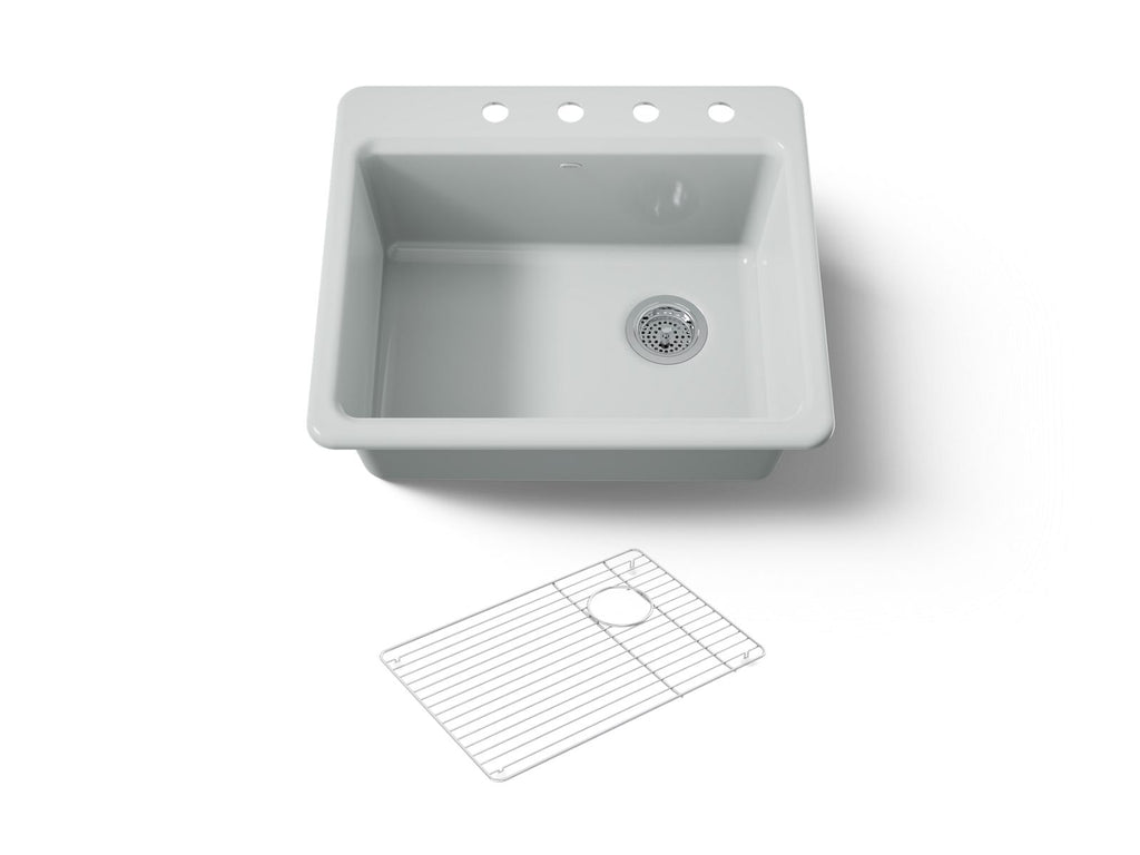 KOHLER K-5872-4A1-95 Riverby 25" Top-Mount Single-Bowl Kitchen Sink - Ice Grey