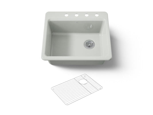KOHLER K-5872-4A1-FF Riverby 25" top-mount single-bowl kitchen sink - Sea Salt