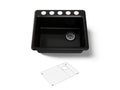 KOHLER K-5872-5UA1-7 Riverby 25" Undermount Single-Bowl Kitchen Sink - Black Black