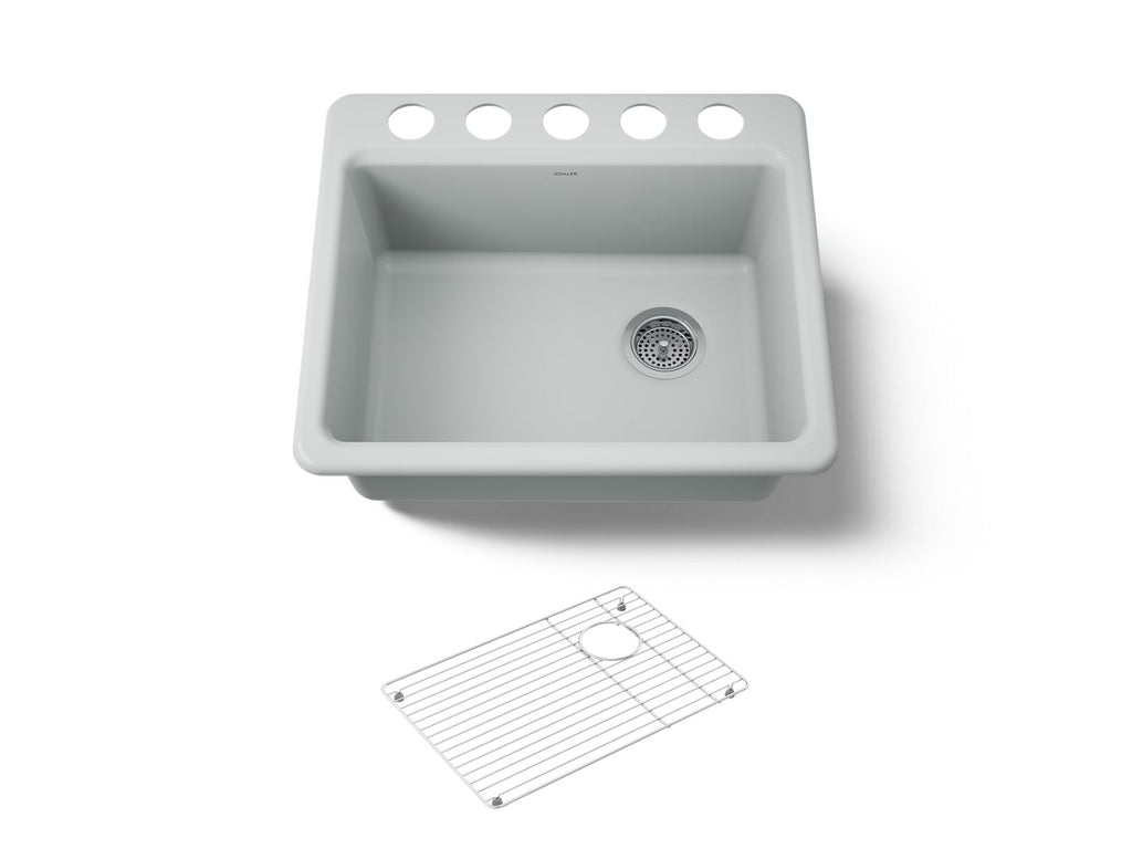 KOHLER K-5872-5UA1-95 Riverby 25" Undermount Single-Bowl Kitchen Sink - Ice Grey