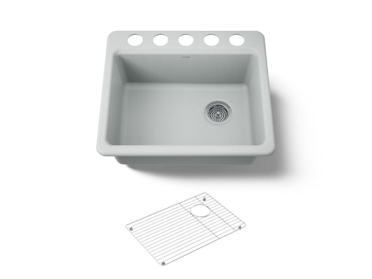 KOHLER K-5872-5UA1-95 Riverby 25" undermount single-bowl kitchen sink - Ice Grey