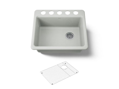 KOHLER K-5872-5UA1-FF Riverby 25" undermount single-bowl kitchen sink - Sea Salt