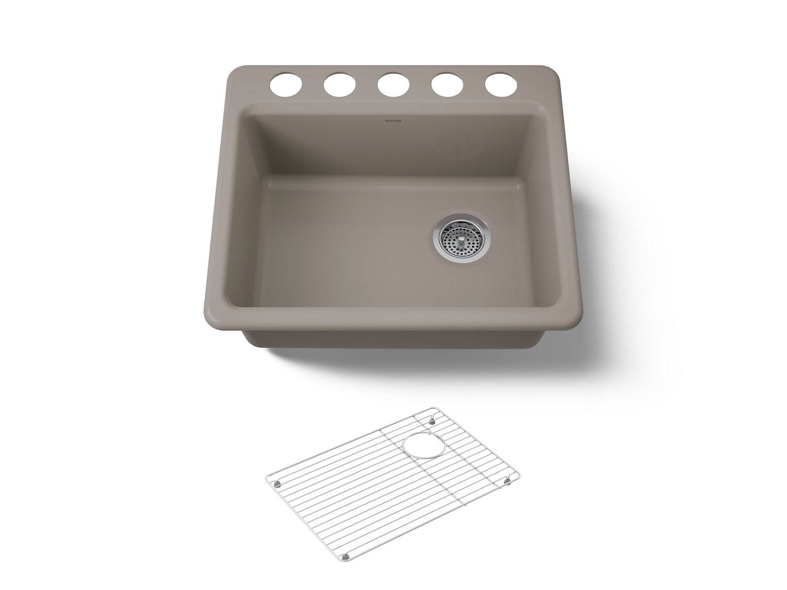 KOHLER K-5872-5UA1-TRF Riverby 25" Undermount Single-Bowl Kitchen Sink - Truffle