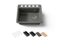 KOHLER K-5872-5UPC-58 Riverby 25" Undermount Single-Bowl Workstation Kitchen Sink - Thunder Grey