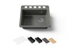 KOHLER K-5872-5UPC-58 Riverby 25" Undermount Single-Bowl Workstation Kitchen Sink - Thunder Grey