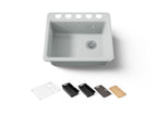 KOHLER K-5872-5UPC-95 Riverby 25" Undermount Single-Bowl Workstation Kitchen Sink - Ice Grey