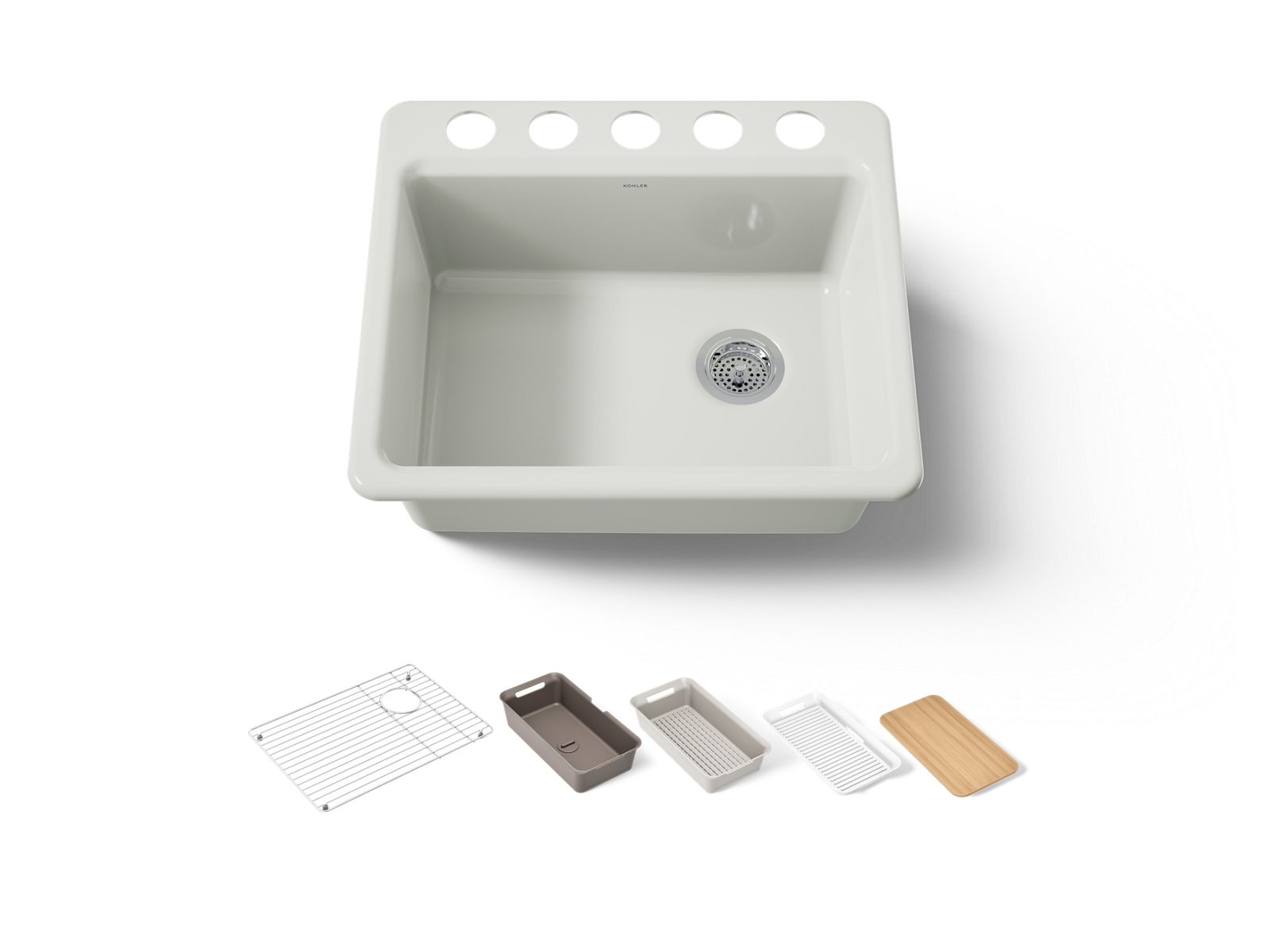 KOHLER K-5872-5UPC-NY Riverby 25" Undermount Single-Bowl Workstation Kitchen Sink - Dune