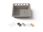 KOHLER K-5872-5UPC-TRF Riverby 25" Undermount Single-Bowl Workstation Kitchen Sink - Truffle