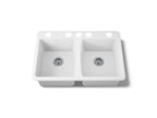 KOHLER K-5873-5U-0 Deerfield 33" Undermount Double-Bowl Kitchen Sink - White