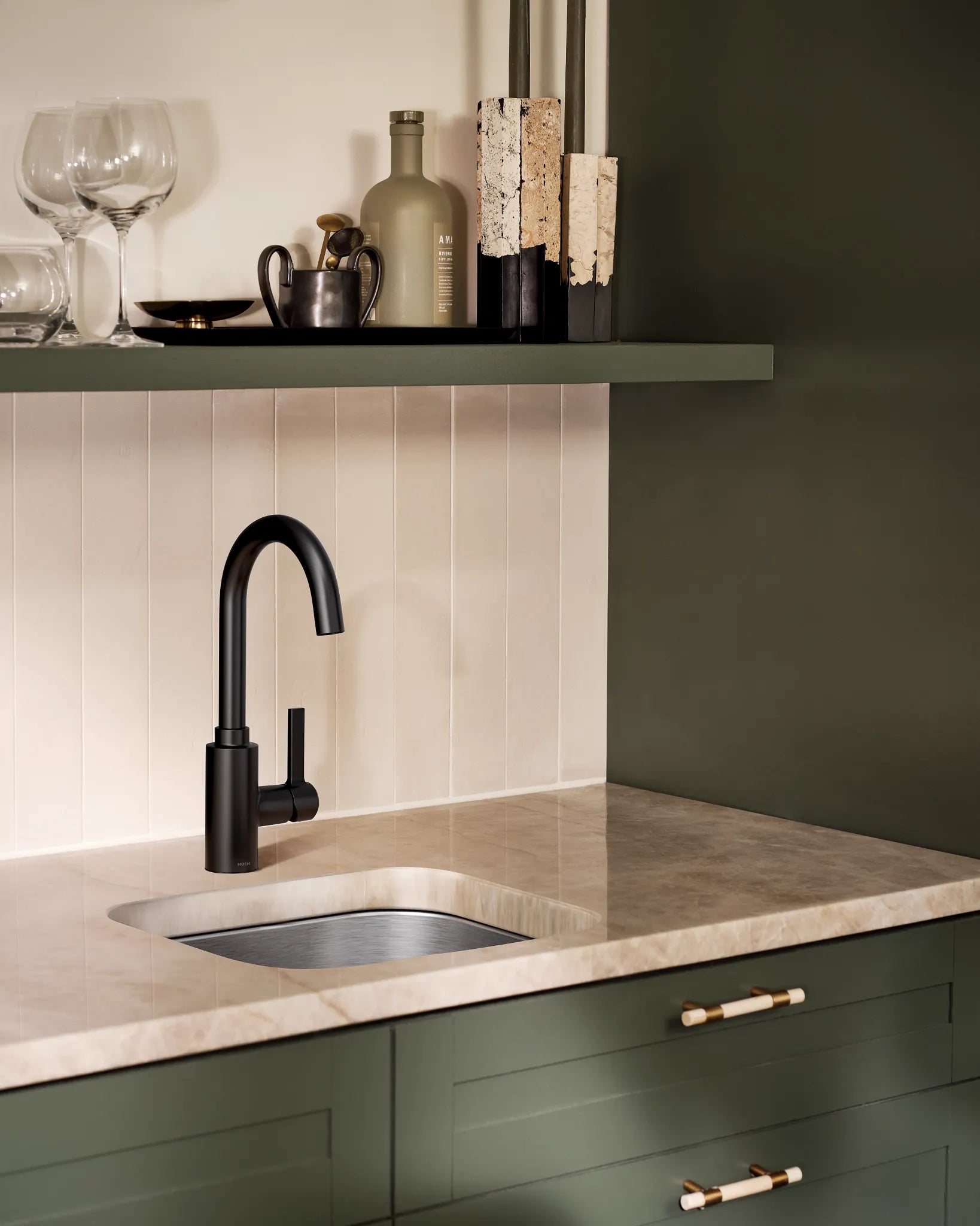 MOEN 5882BL Genta Lx One-Handle Bar Faucet - Matte Black