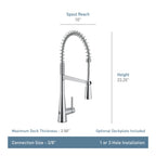 MOEN 5925EWSRS Sleek Motionsense Wave One-Handle Pre-Rinse Spring Touchless Kitchen Faucet - Spot Resist Stainless