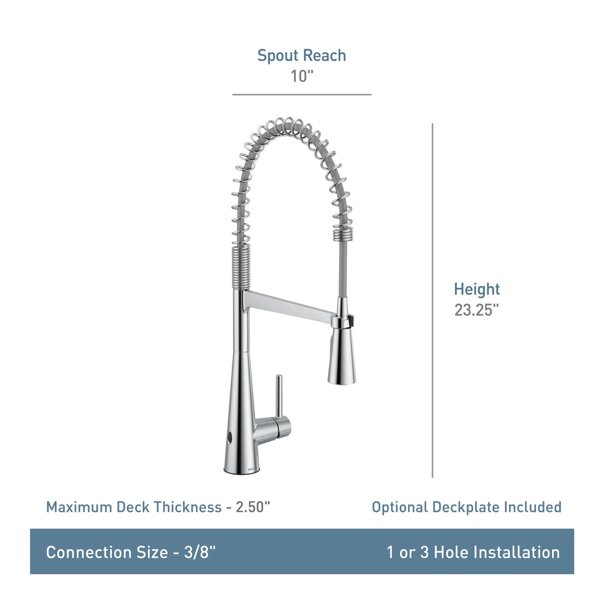 MOEN 5925EWSRS Sleek Motionsense Wave One-Handle Pre-Rinse Spring Touchless Kitchen Faucet - Spot Resist Stainless