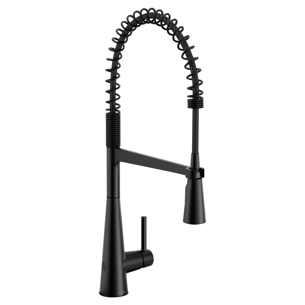 MOEN 5925EWBL Sleek Motionsense Wave One-Handle Pre-Rinse Spring Touchless Kitchen Faucet - Matte Black