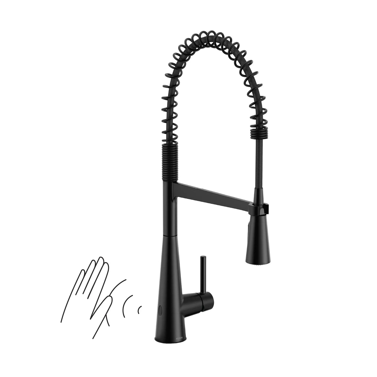 MOEN 5925EWBL Sleek Motionsense Wave One-Handle Pre-Rinse Spring Touchless Kitchen Faucet - Matte Black
