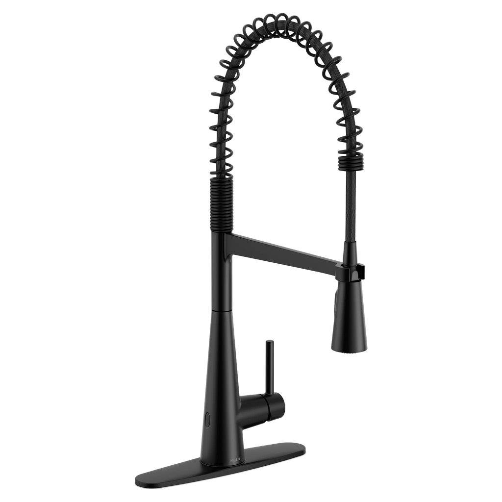 MOEN 5925EWBL Sleek Motionsense Wave One-Handle Pre-Rinse Spring Touchless Kitchen Faucet - Matte Black