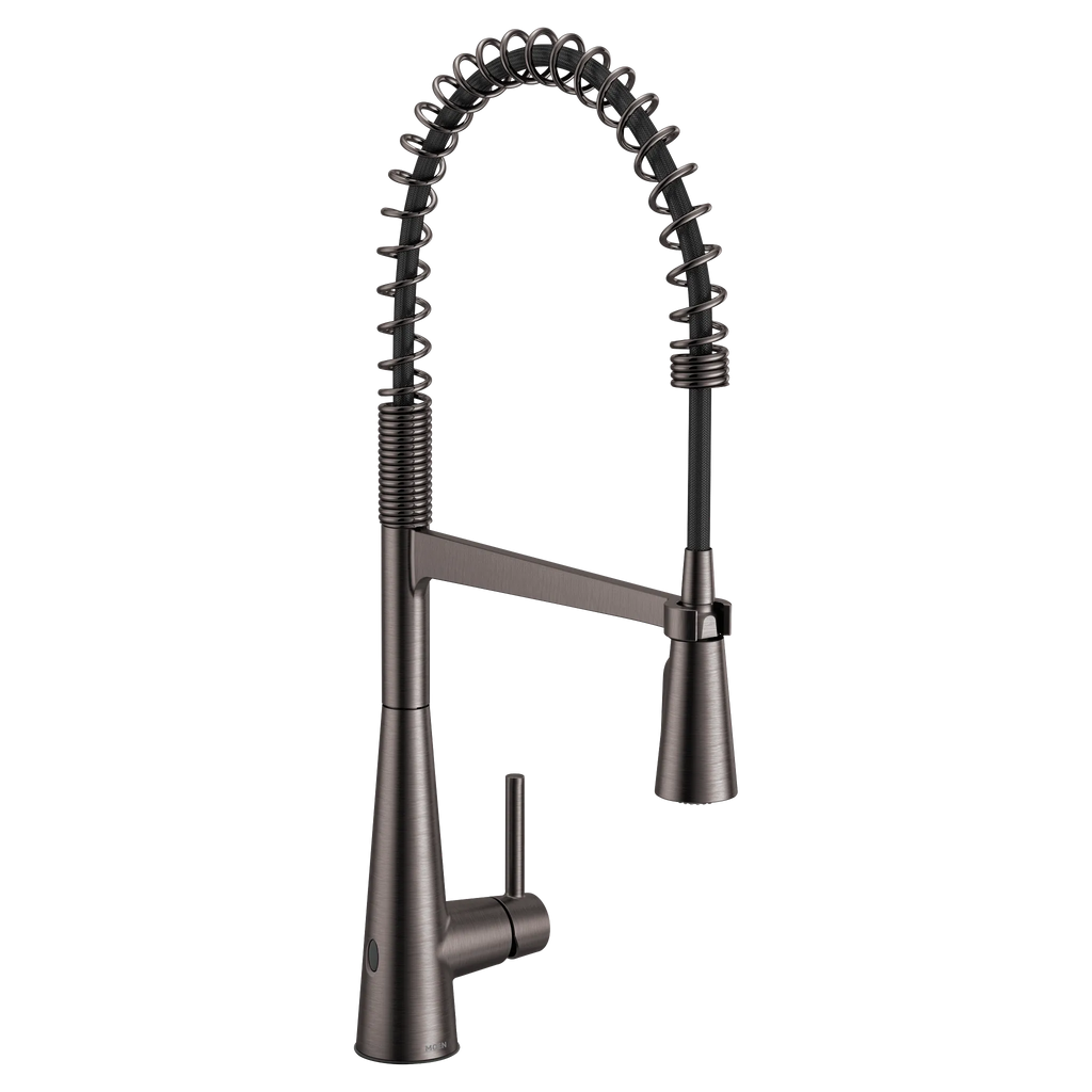 MOEN 5925EWBLS Sleek Motionsense Wave One-Handle Pre-Rinse Spring Touchless Kitchen Faucet - Black Stainless