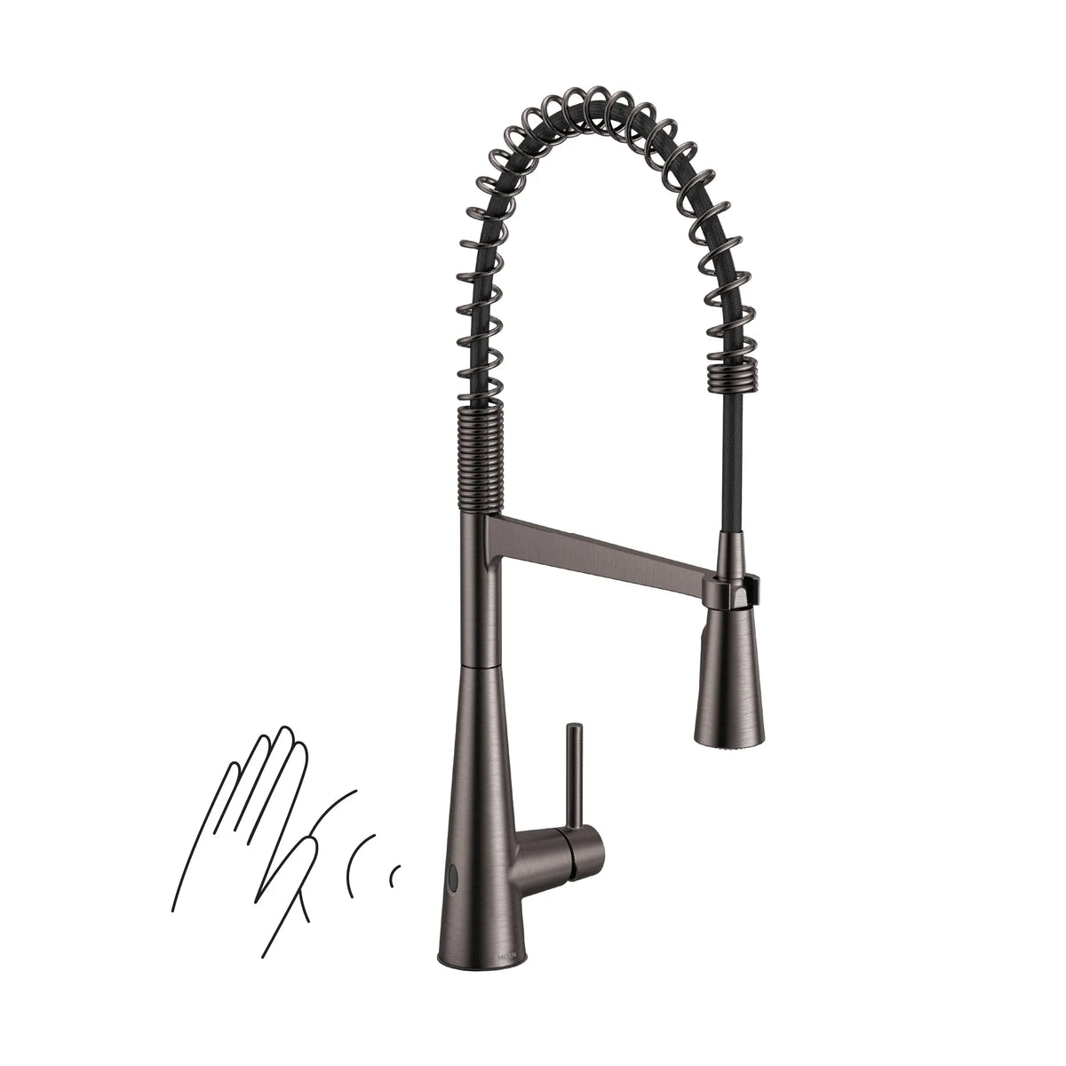 MOEN 5925EWBLS Sleek Motionsense Wave One-Handle Pre-Rinse Spring Touchless Kitchen Faucet - Black Stainless