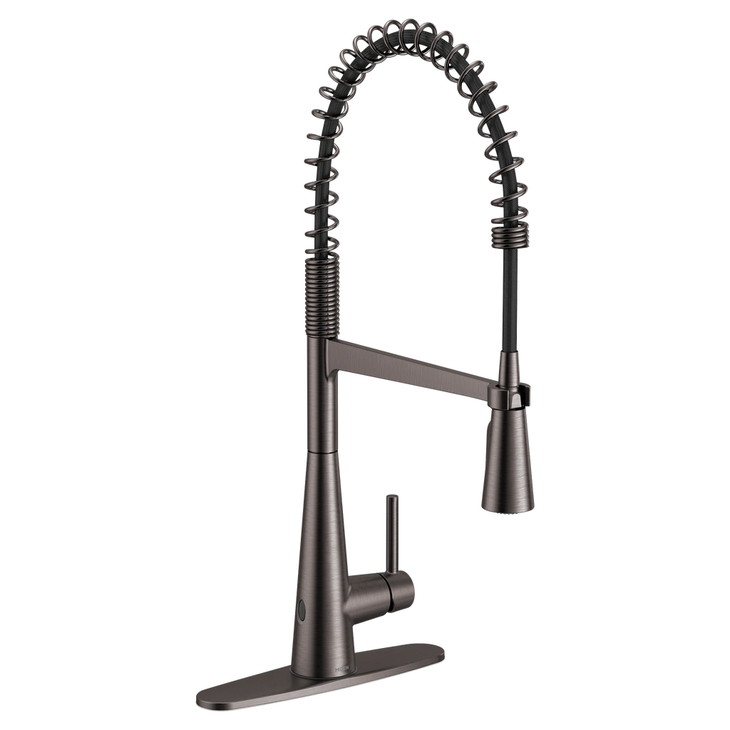 MOEN 5925EWBLS Sleek Motionsense Wave One-Handle Pre-Rinse Spring Touchless Kitchen Faucet - Black Stainless