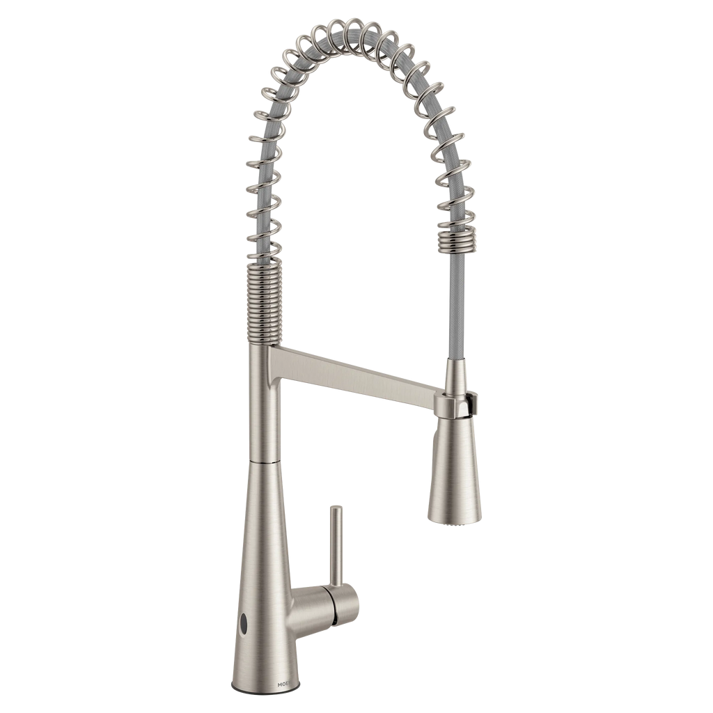 MOEN 5925EWSRS Sleek Motionsense Wave One-Handle Pre-Rinse Spring Touchless Kitchen Faucet - Spot Resist Stainless
