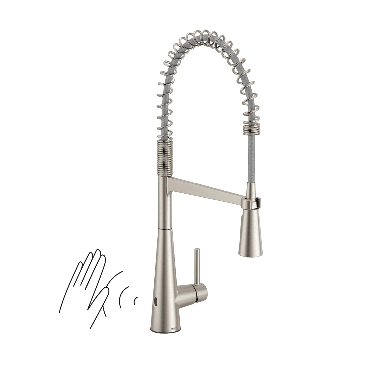 MOEN 5925EWSRS Sleek Motionsense Wave One-Handle Pre-Rinse Spring Touchless Kitchen Faucet - Spot Resist Stainless