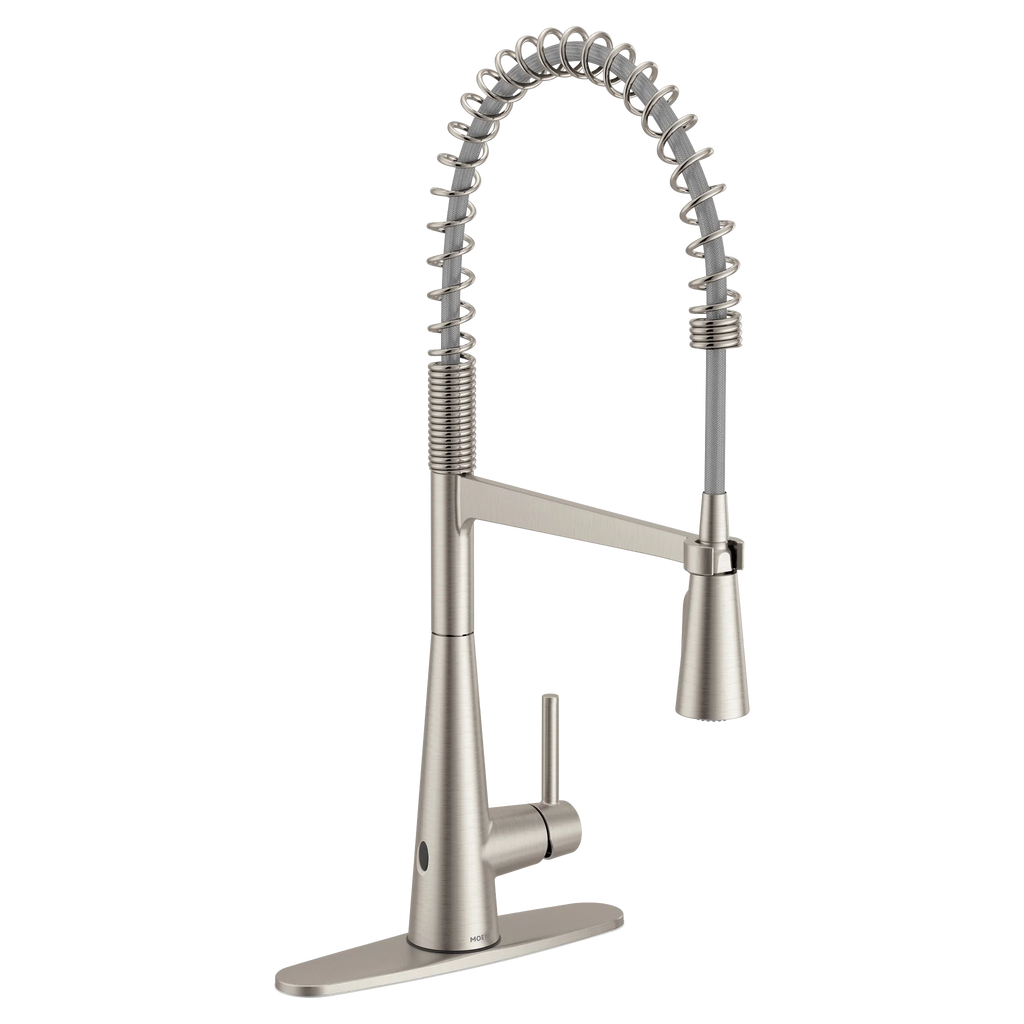 MOEN 5925EWSRS Sleek Motionsense Wave One-Handle Pre-Rinse Spring Touchless Kitchen Faucet - Spot Resist Stainless