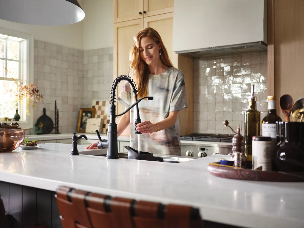 MOEN 5927BL Belfield One-Handle Pre-Rinse Spring Pulldown Kitchen Faucet - Matte Black