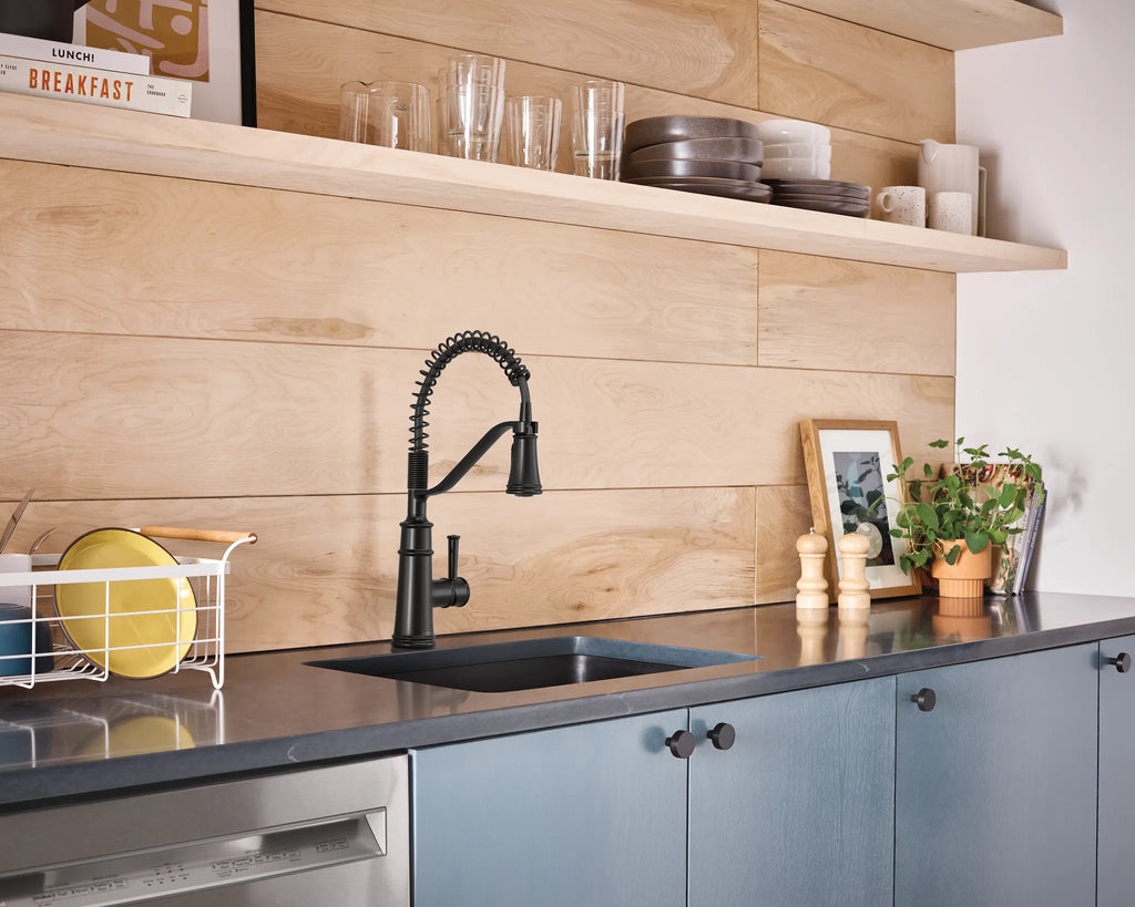 MOEN 5927BL Belfield One-Handle Pre-Rinse Spring Pulldown Kitchen Faucet - Matte Black