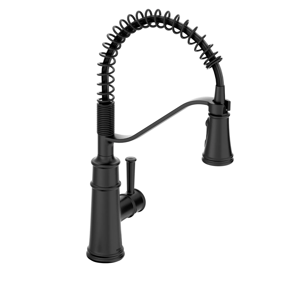 MOEN 5927BL Belfield One-Handle Pre-Rinse Spring Pulldown Kitchen Faucet - Matte Black